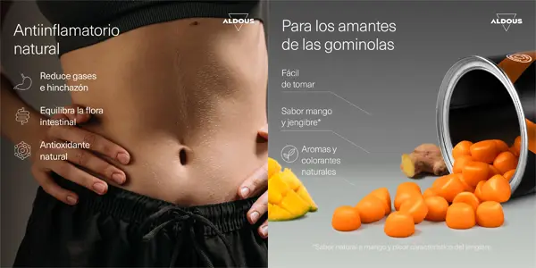 Pack 120 gominolas Aldous Bio cúrcuma con Jengibre y Pimienta Negra