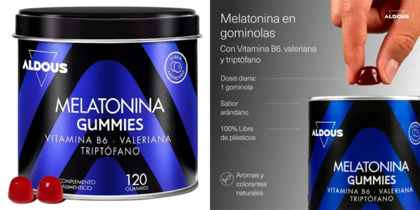 Bote de 120 gominolas de melatonina Aldous Bio