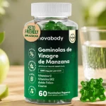 Gominolas de vinagre de manzana 1200 mg sin azúcar, veganas y con vitaminas para digestión y metabolismo