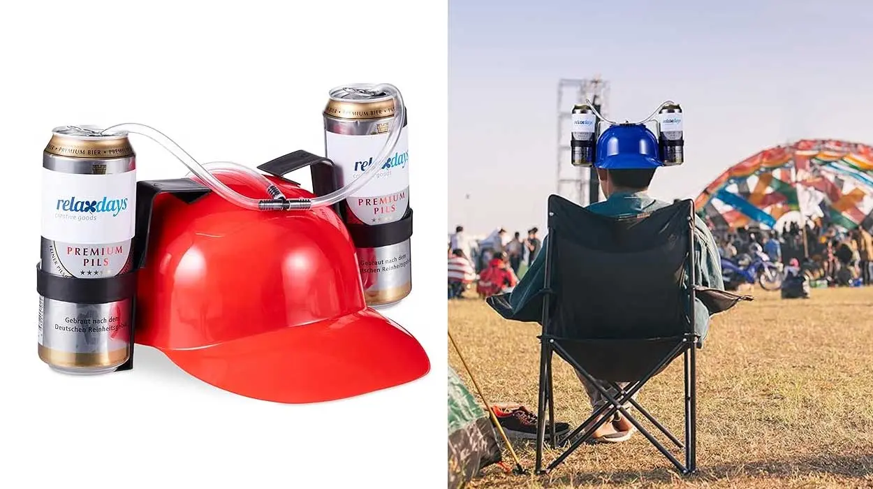 Gorra 2 latas de cerveza Relaxdays barata