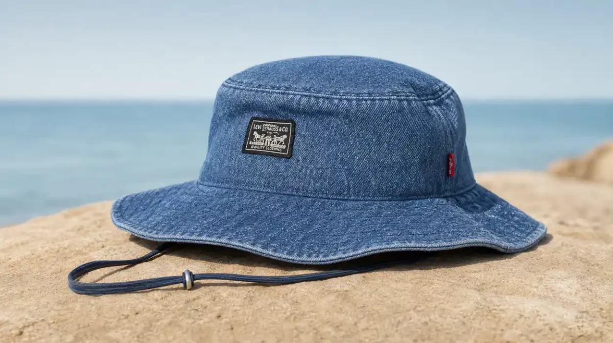 Sombrero de pescador Levi's Summer Drawstring Bucket Hat para mujer con cordón ajustable