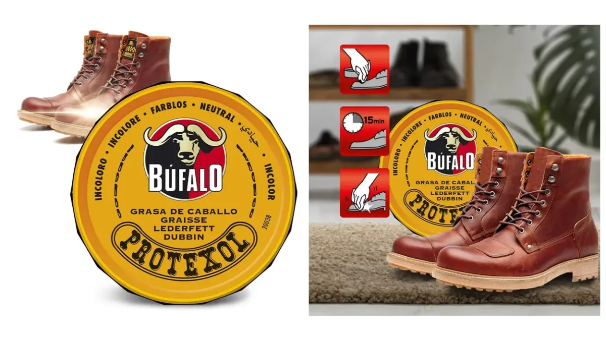 Grasa de caballo Búfalo Protexol Nº3 incoloro para calzado y prendas de cuero