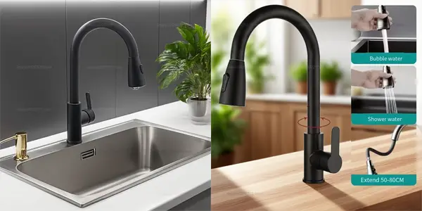 Grifo de cocina giratorio con ducha extraíble