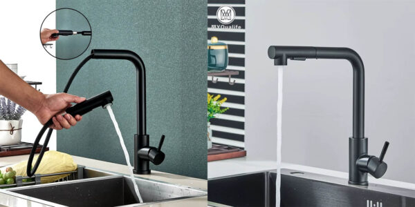 Grifo de cocina giratorio con ducha extraíble