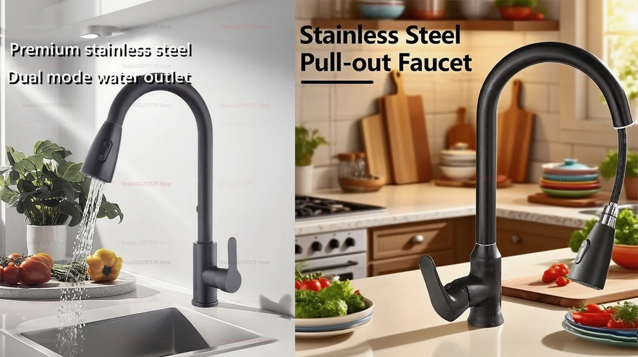 grifo de cocina de acero inoxidable con caño extraíble