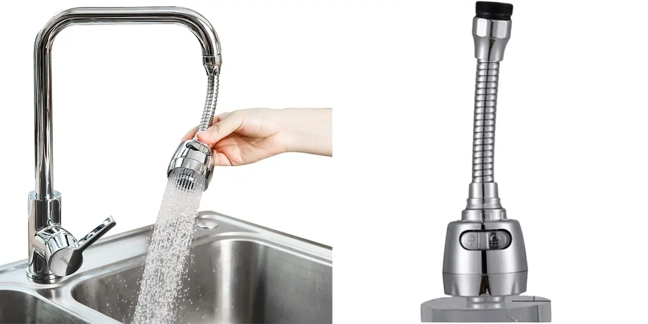 Extensión giratoria y anti salpicaduras para grifo de cocina