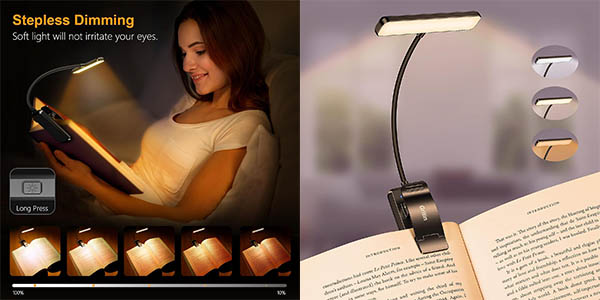 Linterna lectura LED ajustable y pinza sujeción