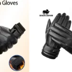 guantes de piel de oveja Bison Denim con sensibilidad táctil para hombre