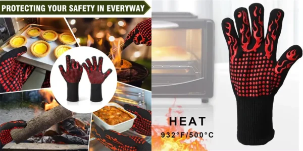 Guante para horno y barbacoa con protección térmica