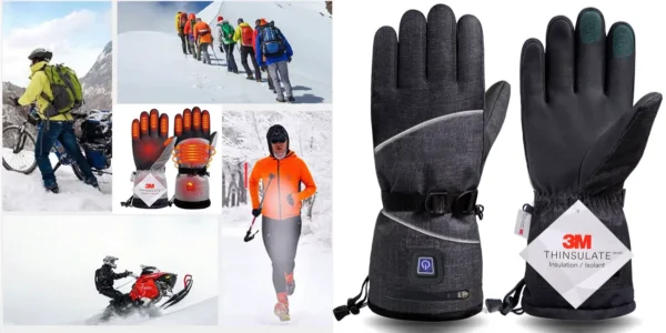 Guantes de invierno calefactables con batería recargable