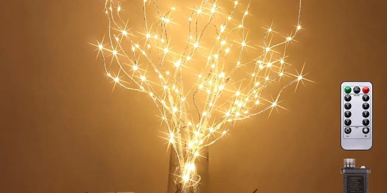 Guijiyi Luces De Ramas, 3 Piezas 144 LED Luces De Ramas De Abedul con Enchufe, 8 Modos De Iluminación, Ramas Iluminadas Blanco Cálido DIY para Decoración De Navidad, Acción De Gracias Y Sala De Estar