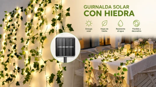 Guirnalda solar A.bigwhale 12M con 120 LED, ideal para exterior con 8 modos de iluminación y resistente al agua