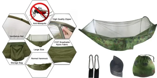 Hamaca de acampada con mosquitera