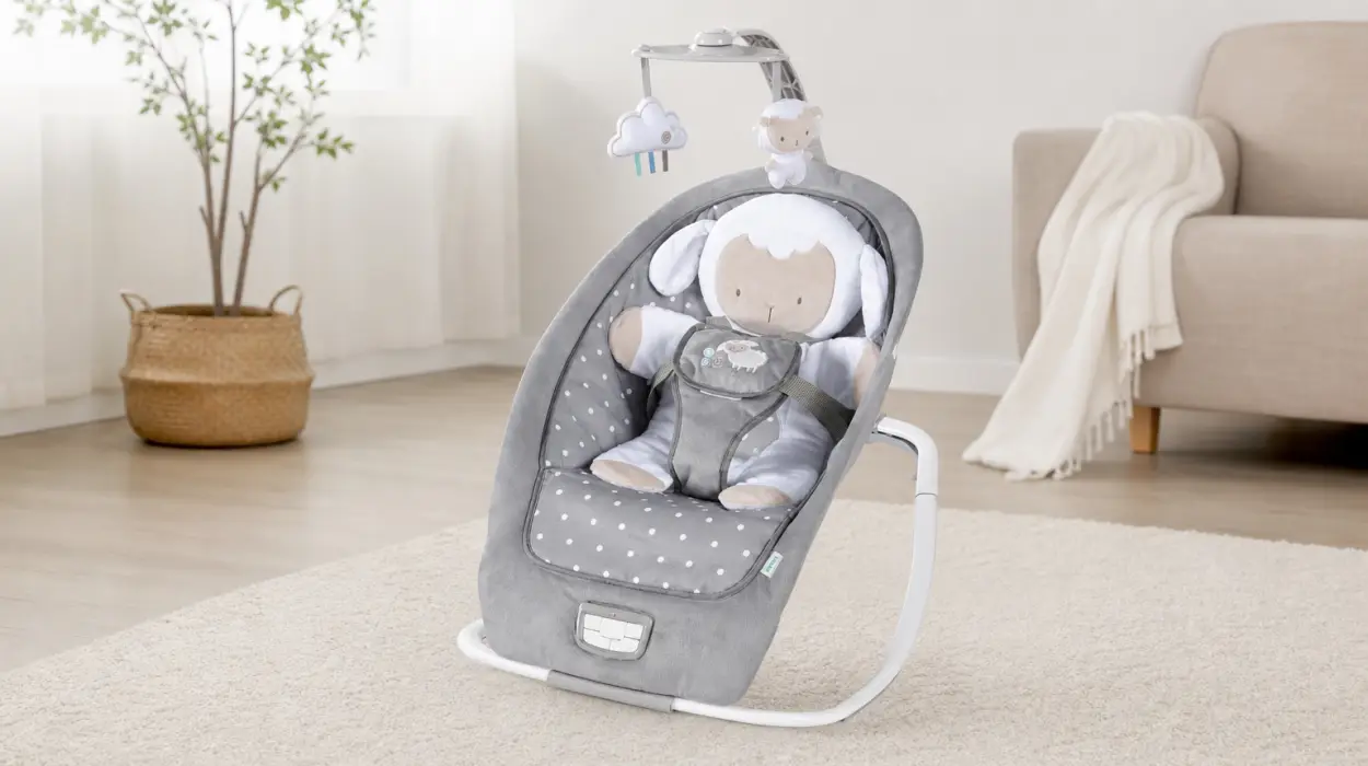 Hamaca mecedora Cuddle Lamb para bebés de hasta 18 kg con vibraciones y arco de juego
