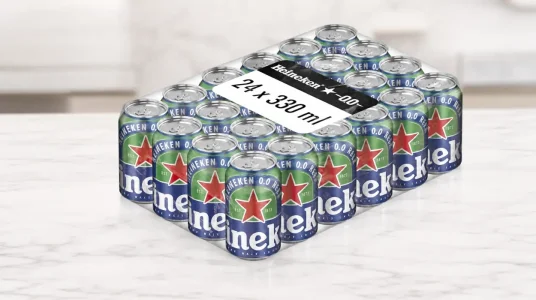 Cerveza Heineken 00 sin alcohol, caja de 24 latas de 330 ml cada una