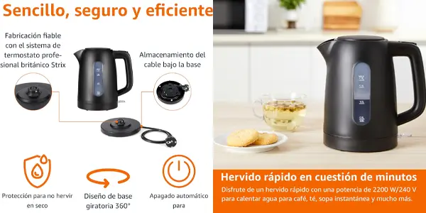 Hervidor de agua eléctrico Amazon Basics