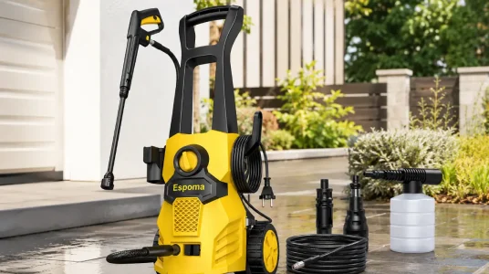 Hidrolimpiadora de alta presión Espoma con 120 bar, 380 l/h y manguera de 7 m para hogar, jardín y coche
