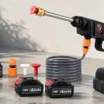 Hidrolimpiadora a batería de alta presión 21V MAX, ideal para coche y jardín, con 2 baterías de 6000 mAh