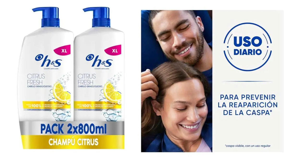 Pack x2 Champú anticaspa H&amp;S Citrus Fresh XL de 800 ml