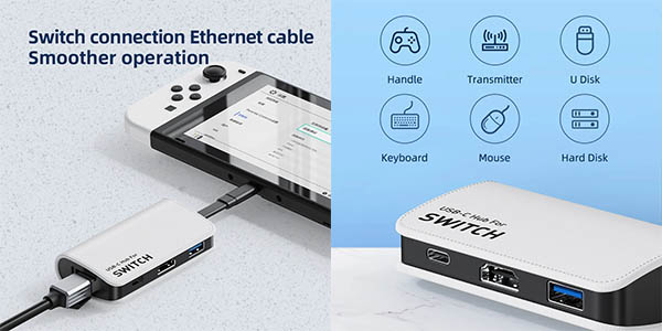 Hub Hagibis para Nintendo Switch con Ethernet