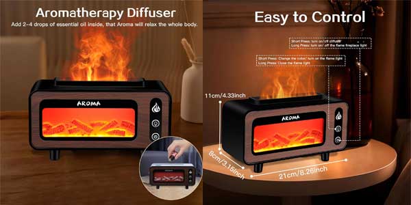 Humidificador difusor aroma efecto llama oferta