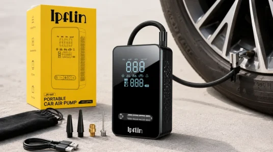 Inflador portátil Ipflin para ruedas de coche y moto con parada automática y pantalla digital