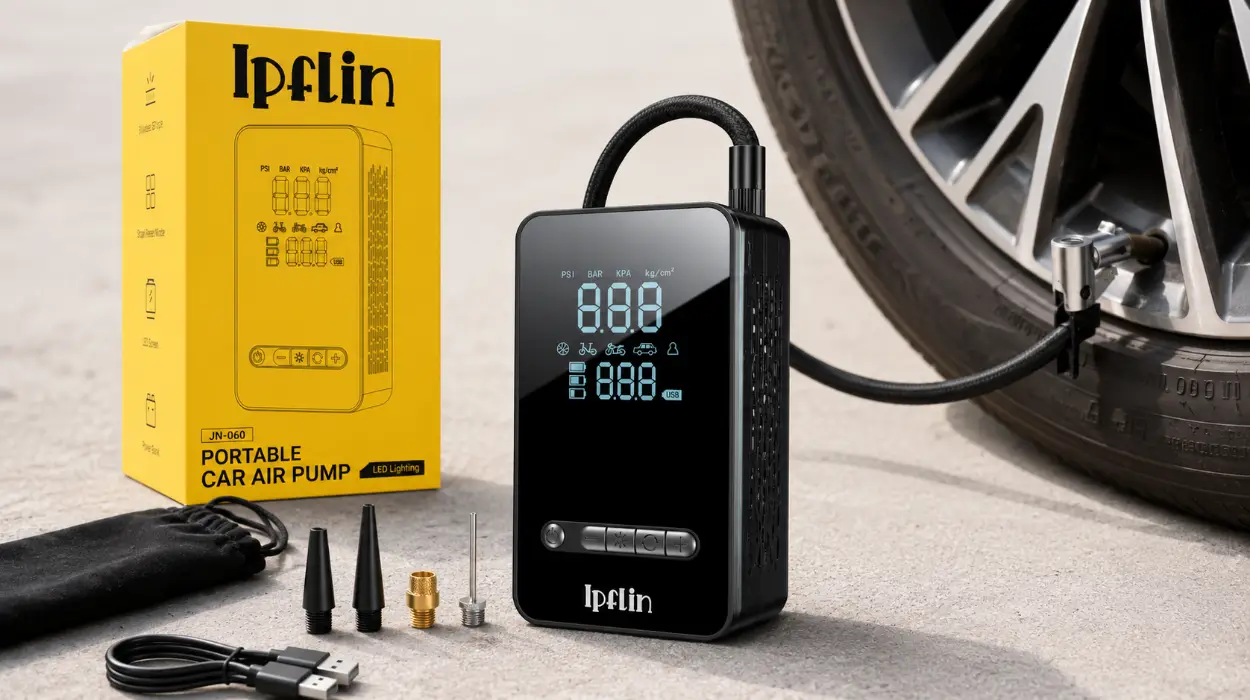 Inflador portátil Ipflin para ruedas con parada automática y pantalla digital