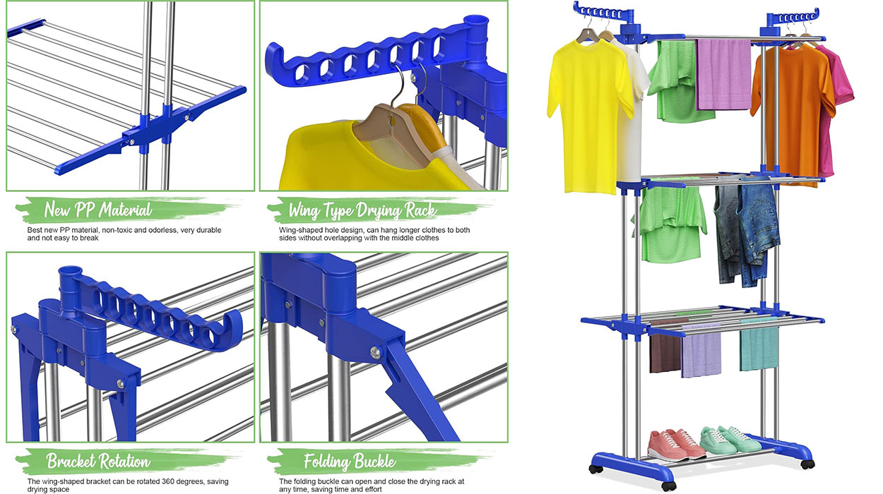 Tendedero plegable Innotic con ruedas y 4 niveles barato