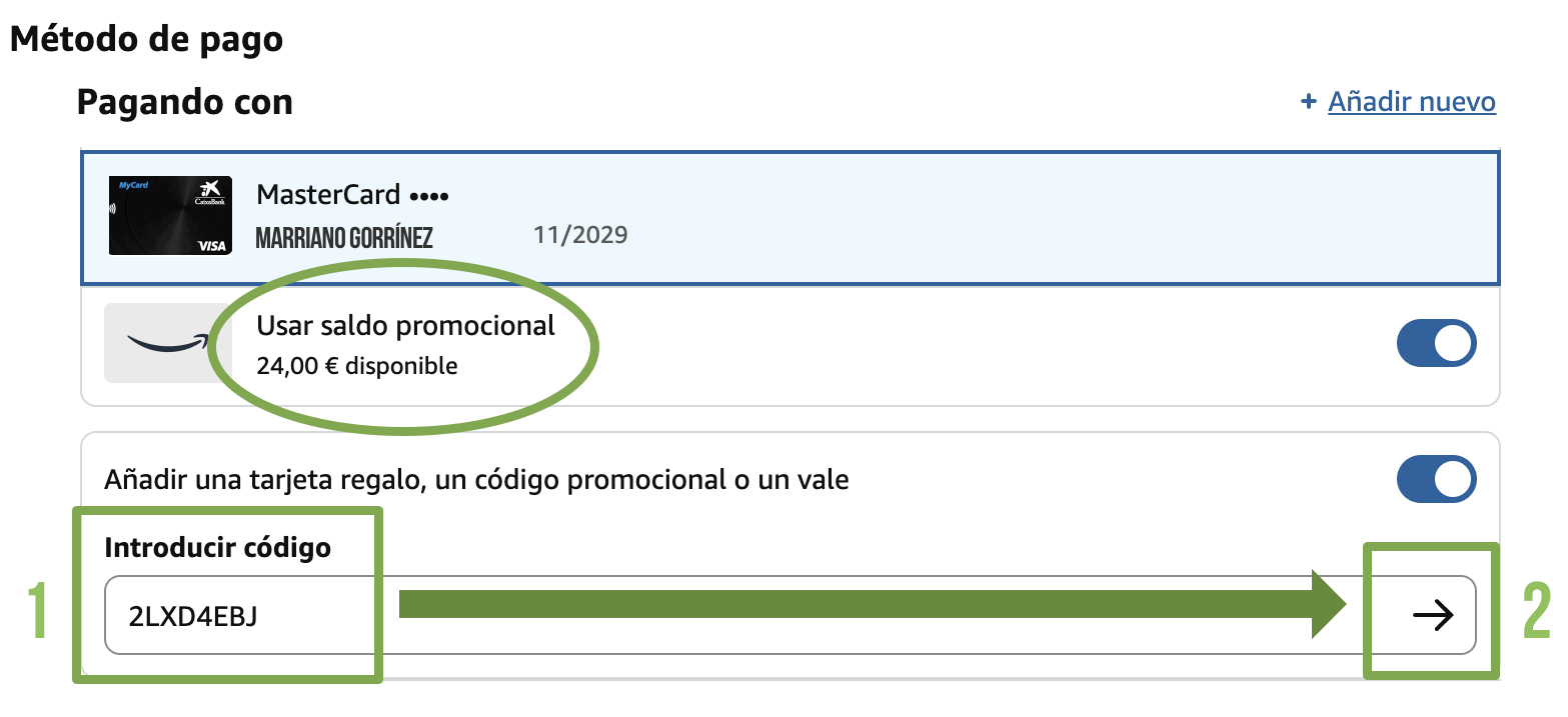 Introducir el cupón en Amazon antes de pagar