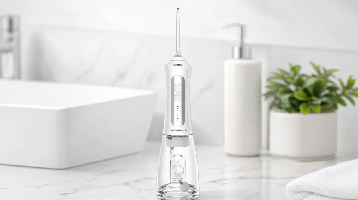 Irrigador oral recargable Barberboss con 5 ajustes de presión y tanque de 300 ml