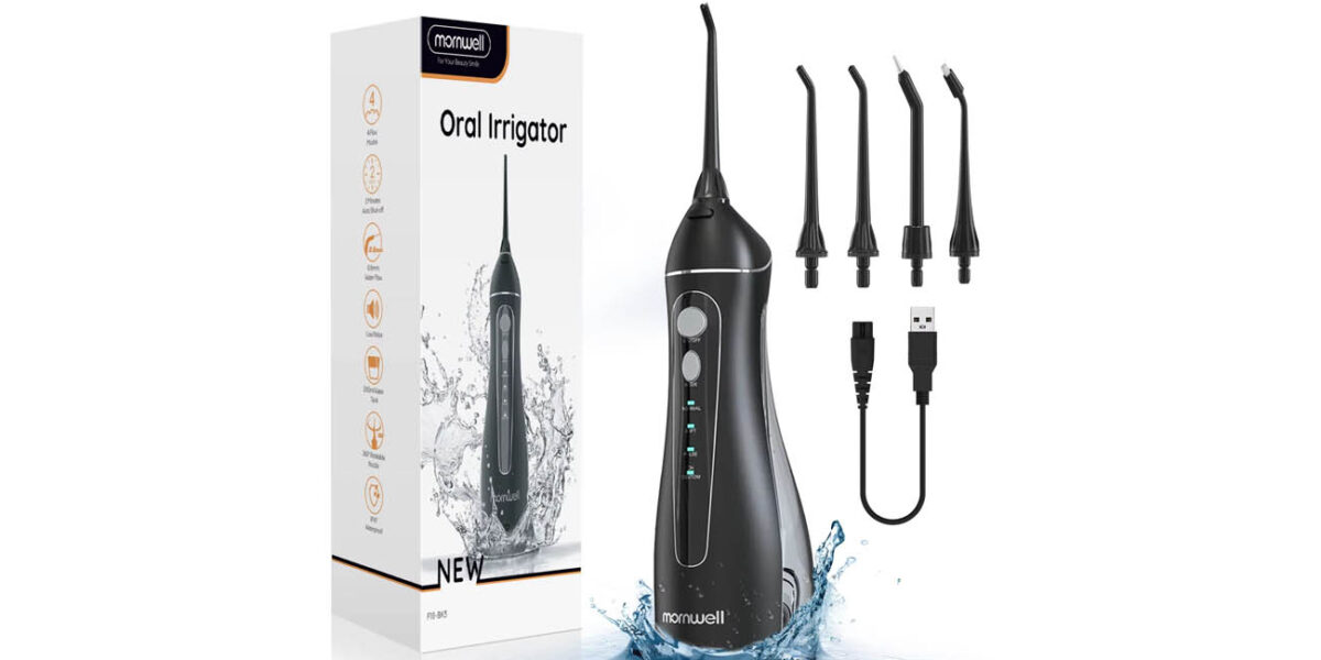 Irrigador dental Mornwell F18 con 4 boquillas