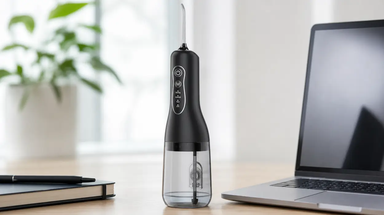 Irrigador bucal portátil OasiSmile con 4 modos, 5 boquillas y depósito de 300 ml