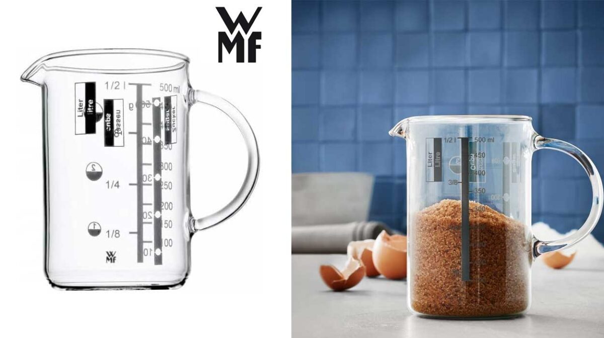 Clava todas tus recetas con esta jarra medidora WMF Gourmet con escala de litros, mililitros, tazas y gramos