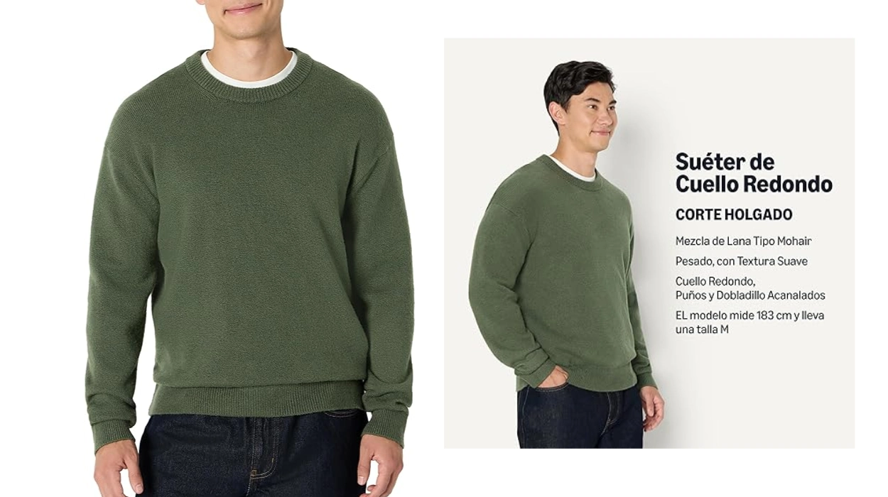 jersey Amazon Essentials (La elección de Demi) con cuello redondo texturizado para hombre