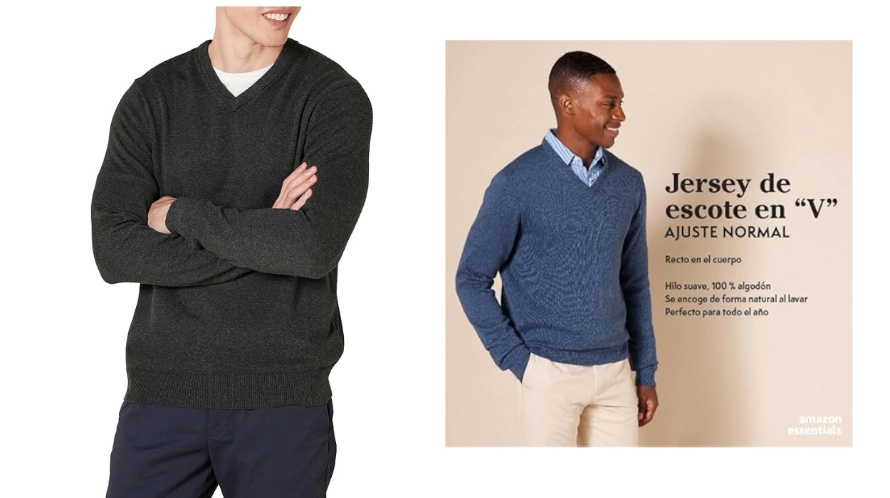 jersey Amazon Essentials con cuello en V para hombre