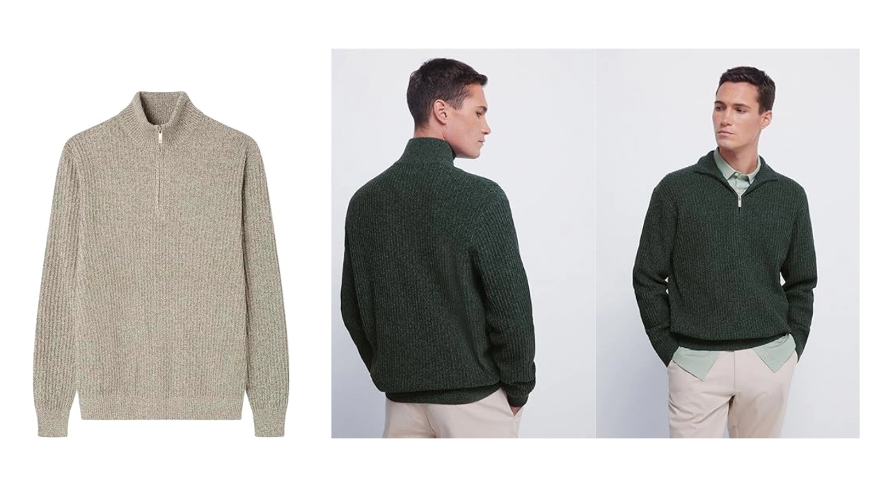 jersey Springfield Torzal con media cremallera para hombre