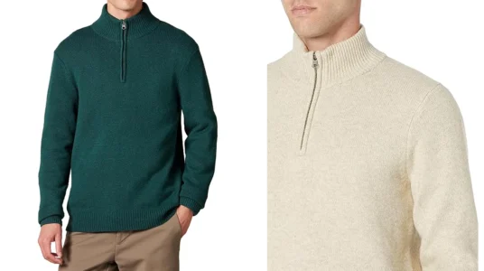 jersey con cremallera 1 4 de tacto suave Amazon Essentials