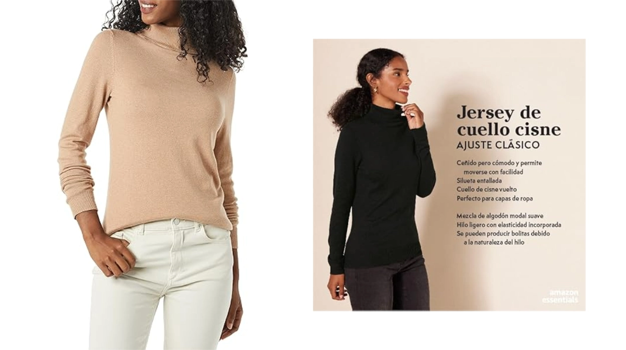 jersey de cuello vuelto Amazon Essentials para mujer
