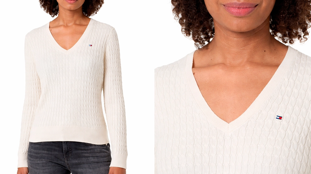 jersey-de-punto-trenzado-con-cuello-de-pico-tommy-hilfiger-para-mujer