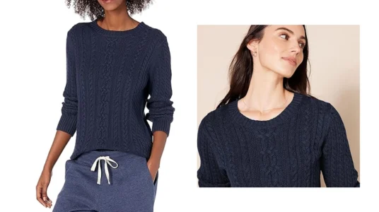 jersey trenzado de cuello redondo Amazon Essentials para mujer