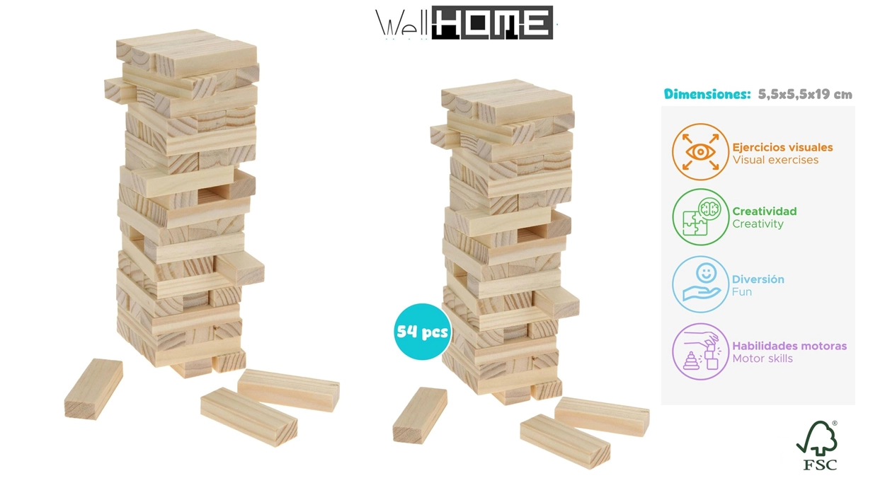 juego apilable de madera Well Home tipo Jenga