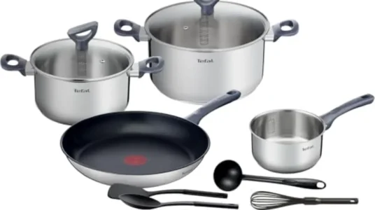 Juego de cocina Tefal Daily Cook: sartén, ollas y cazo con 5 accesorios de acero inoxidable y apto para horno