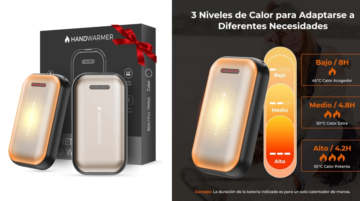 juego de 2 calentadores de manos Fitabok con batería de 6.000 mAh