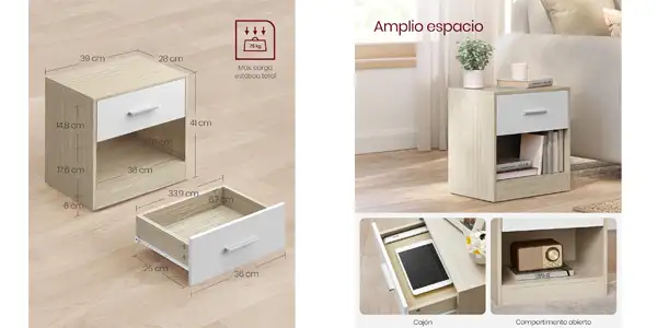 juego de 2 mesitas de noches Vasagle oferta