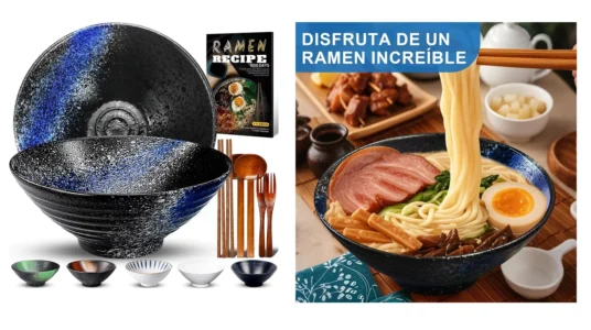 juego de 2 tazones de cerámica para Ramen con accesorios