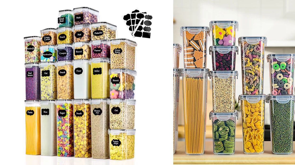 juego de 25 recipientes herméticos para cocina