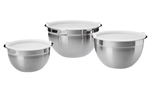 juego de 3 boles de acero inoxidable Amazon Basics para mezclar