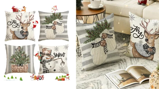 juego de 4 fundas de cojín navideñas de 40 x 40 cm