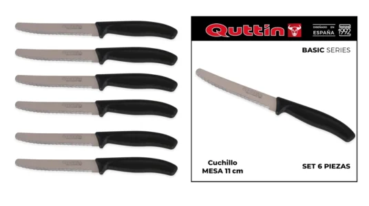 juego de 6 cuchillos de mesa de sierra Quttin