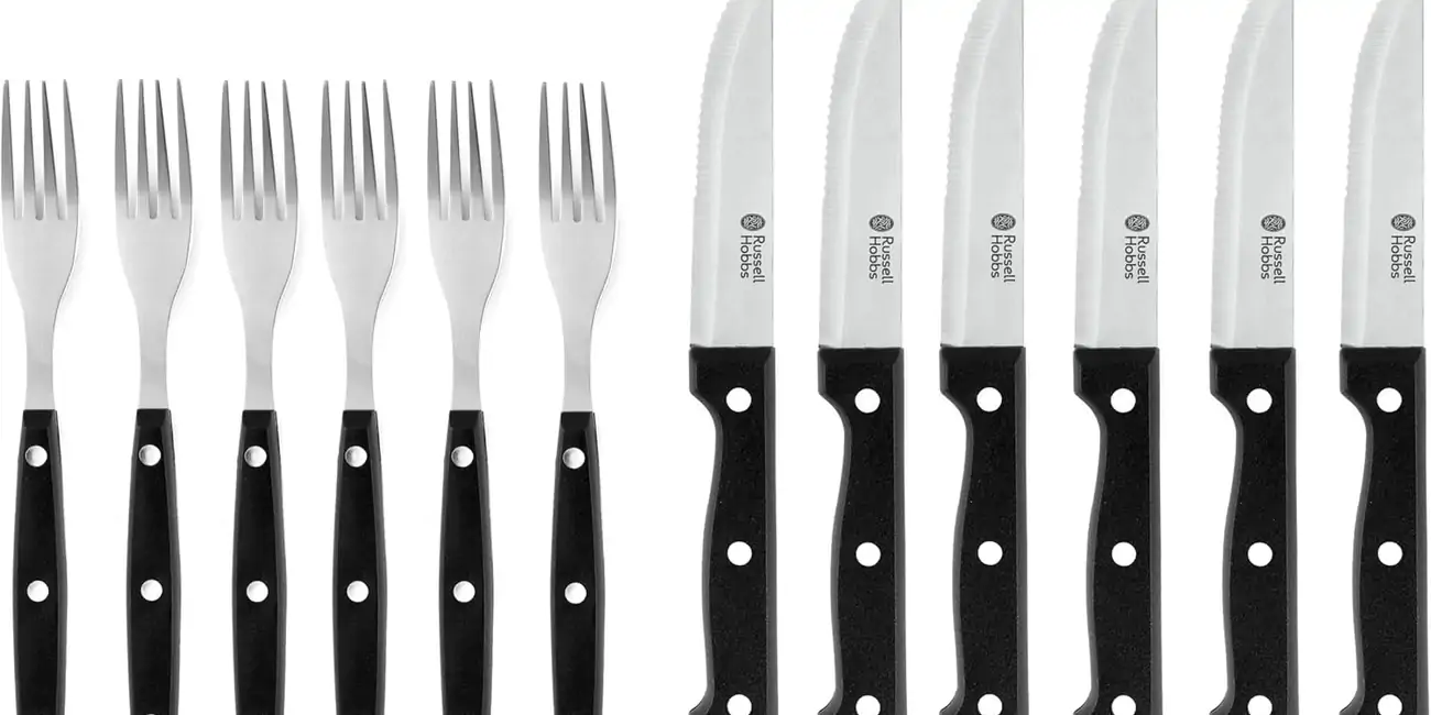 Juego de 6 tenedores y 6 cuchillos chuleteros Russell Hobbs